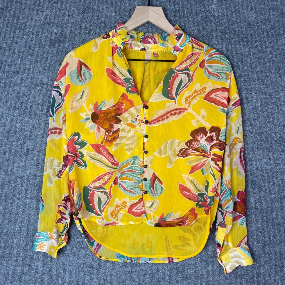 Pilcro Tavi Buttoned Blouse Floral‎ Print Button Up Long Sleeve Blouse Top  XSP